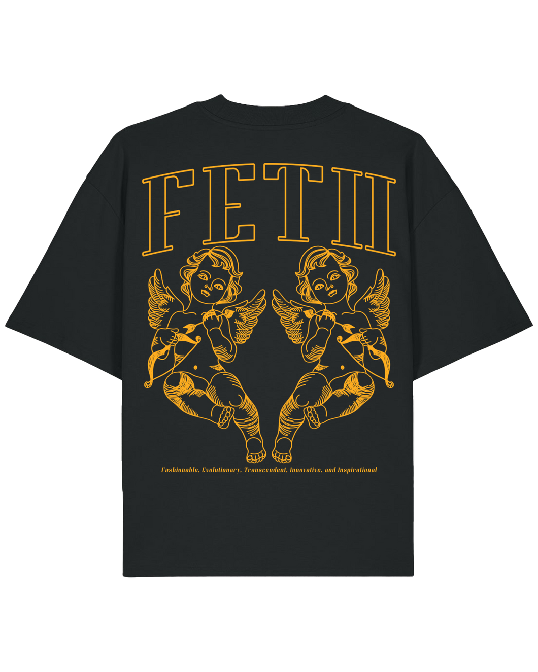 FETII Cherub Print T-shirt Black