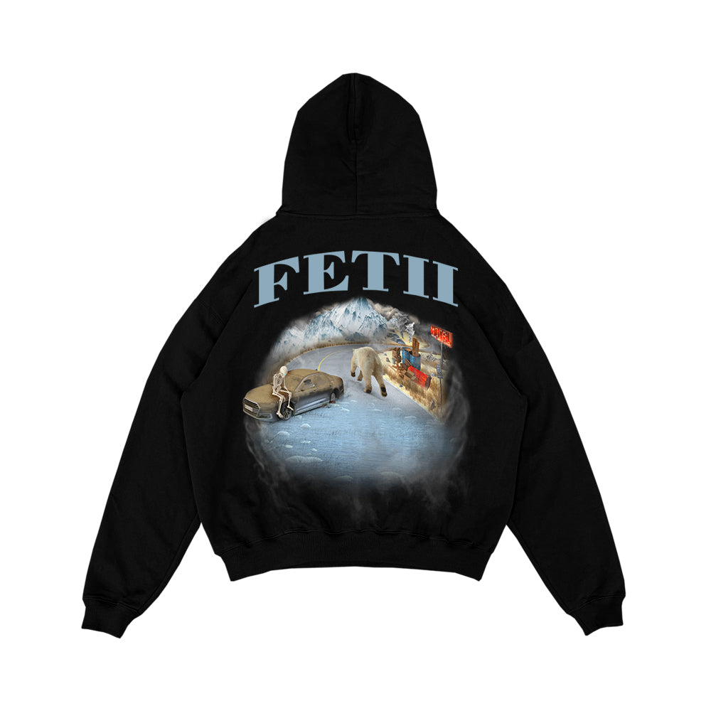 FETII Polar Bear & Ice Hoodie Black